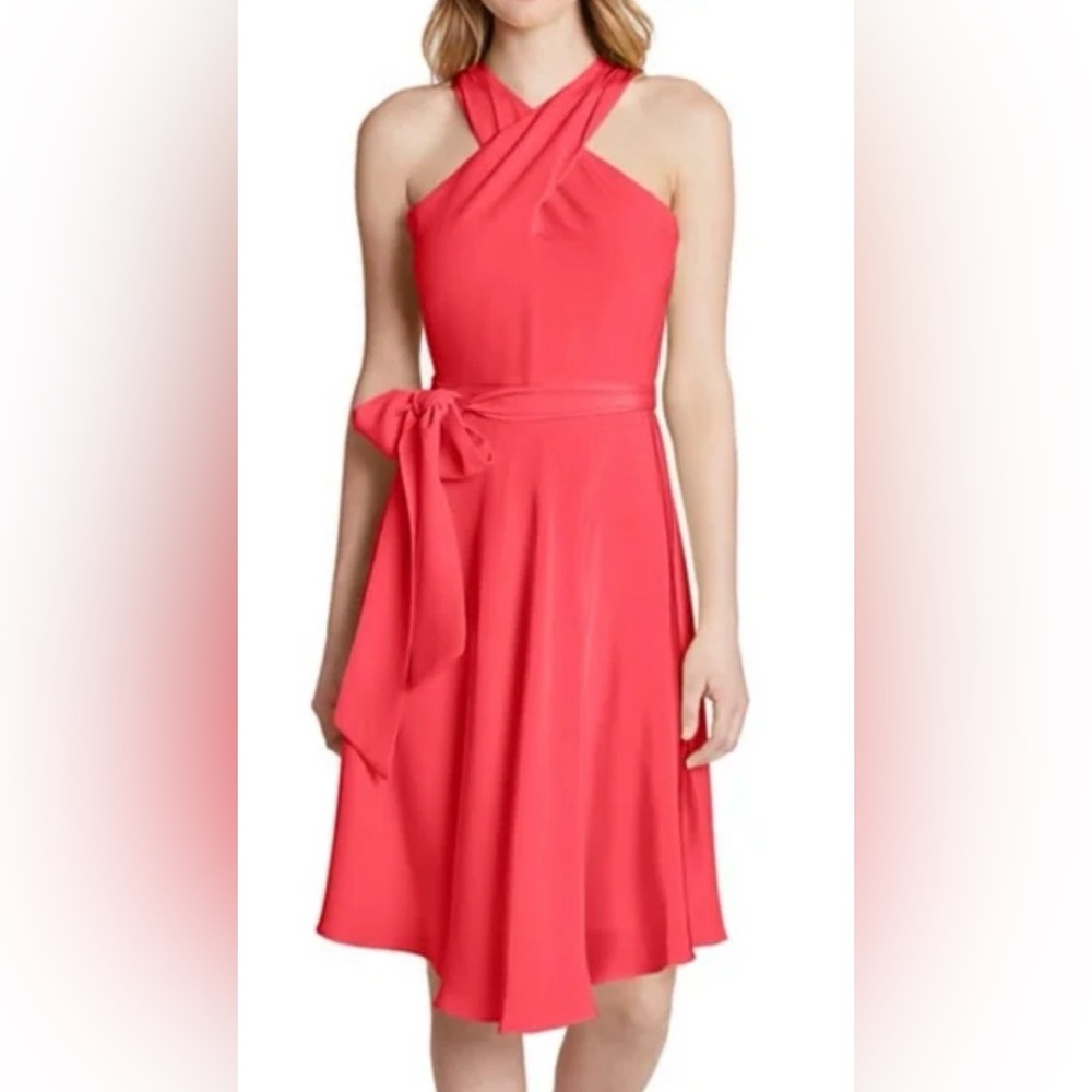 Elegant Coral Halter Dress